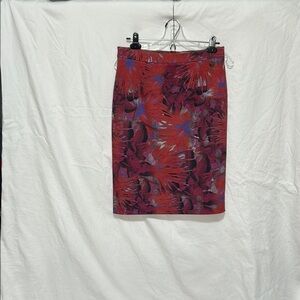 ERDEM Red and Blue Floral Pencil Skirt